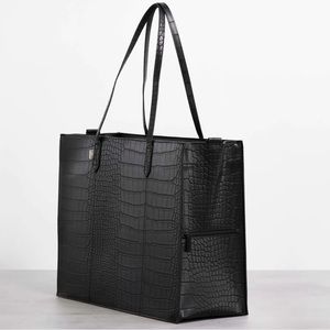 Beis Work Tote Black Croc Large